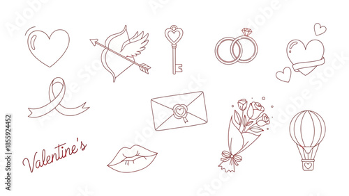 Valentine's Day Line Art Collection: A collection of charming line art illustrations perfectly encapsulates the essence of love and celebration, set against a backdrop of romance.