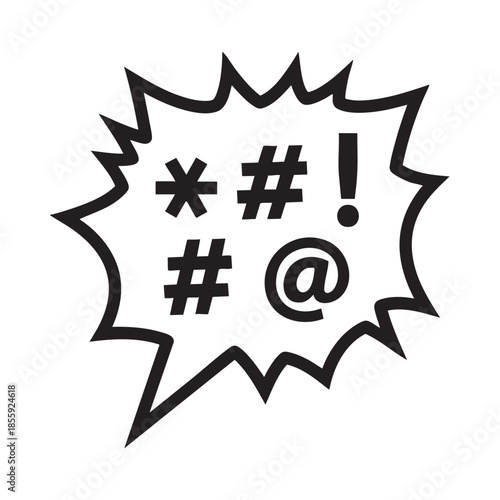 Explosive comic speech bubble with symbols isolated on transparent background