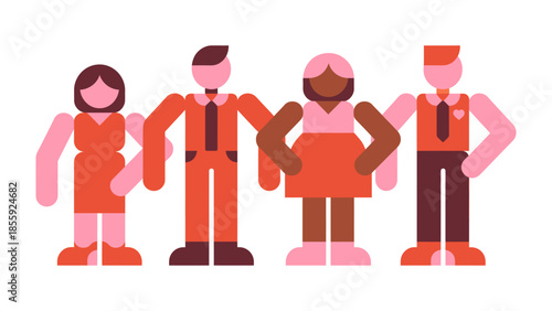 Community of Connected Individuals: An illustration of four diverse people, each linked together, signifying unity and connection within a community.