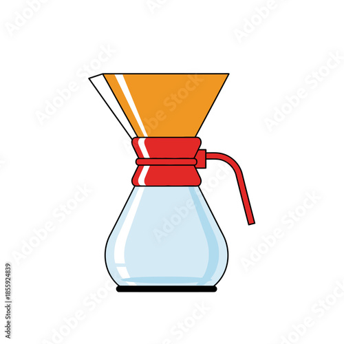 Stylized pour-over coffee brewing device illustration on a white background for presentations