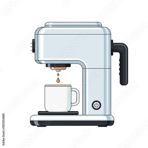 Isolated coffee maker drawing featuring a sleek design with white color and minimalist details for