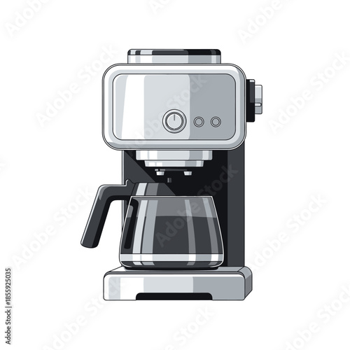 Stylish coffee maker illustration for modern kitchen decor and beverage preparation representation