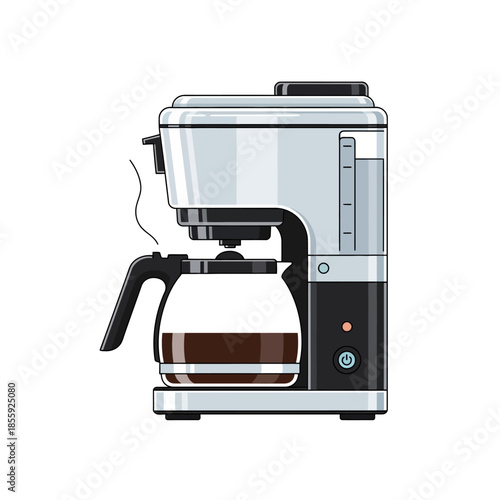 Sleek coffee machine brewing a perfect morning cup against a clean white backdrop