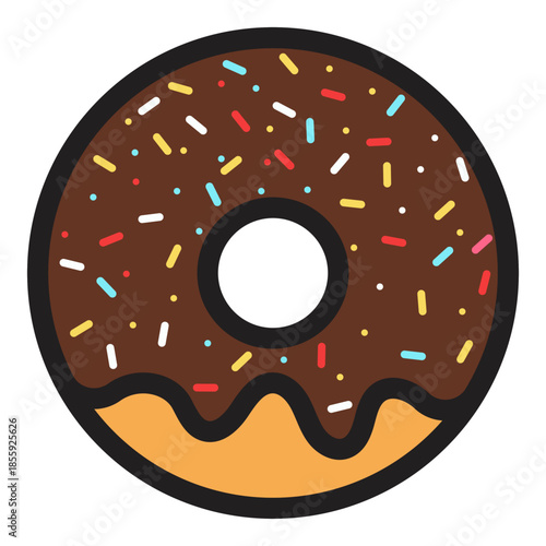 Donut with brown glaze icon isolated on white background