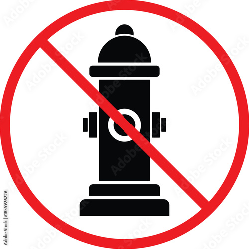 no fire hydrant icon. Prohibited Hydrant Symbols. No fire hydrant icon. Water supply restriction graphic design. Parking and road safety signs
