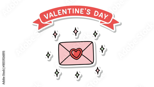 Love Letter Wishes: An artful illustration embodies the spirit of Valentine's Day, centered around a charming envelope sealed with a heart, symbolizing the joys of love and affectionate communication.