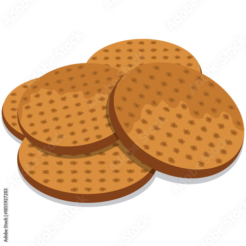 digestive biscuits, oatmeal digestive vector drawing.