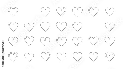 Simple Heart Icons: A collection of simple heart icons in various styles, representing love, emotion, and affection. These charming line drawings add a touch of warmth and simplicity to any design.