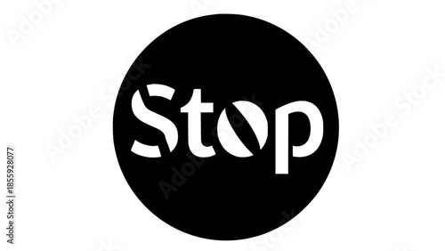 Stop command executed white and black icon