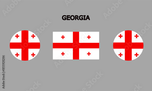 Flag of Georgia country in high quality (rectangle and circle shape)