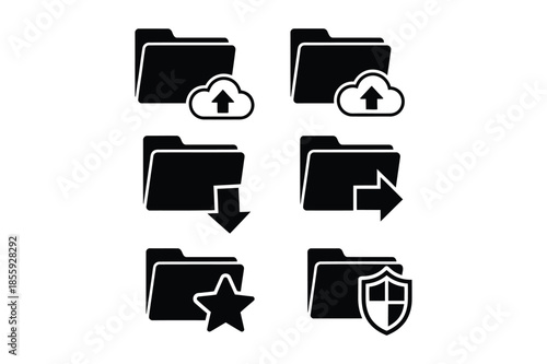 Computer file folder icons for data cloud and security