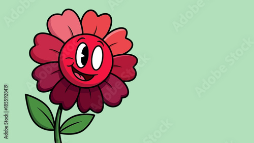 Cartoon Flower with Smiling Face and Colorful Petals.
