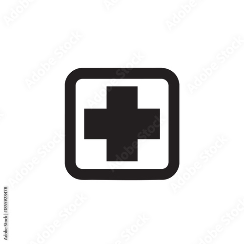 Minimalist medical cross icon isolated on transparent background