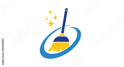 Creative cleaning service emblem symbolizing sparkling homes and professional hygiene company
