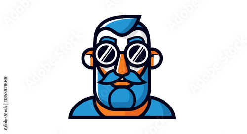 Stylized Character Illustration of a Man with Beard and Glasses with modern approach