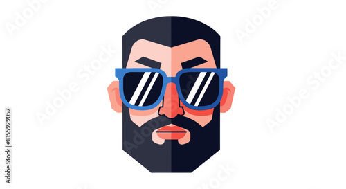 Geometric bearded man with sunglasses minimalist vector graphic portrait design illustration
