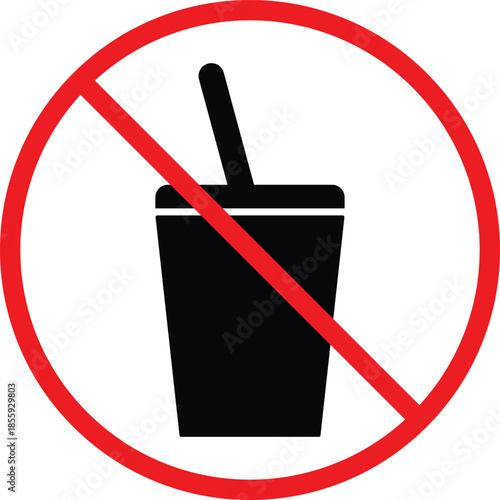no drink with straw. Plastic straw prohibition symbols. No straw graphic design. Eco-friendly and plastic-free signs. Restricted Drinking Symbols
