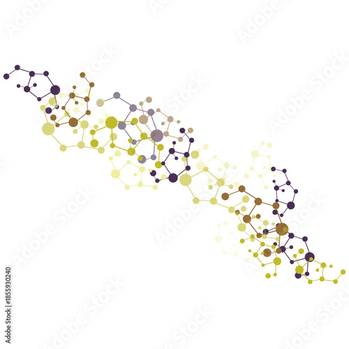 Abstract Colorful Dot Connecting Chain Structure Illustration Chemistry Science