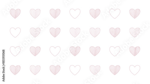 Hearts in Harmony: A delicate array of softly colored hearts dance across a minimalist expanse, symbolizing affection and togetherness.