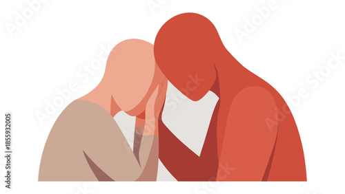 Empathy and Support: An abstract illustration depicts two figures in a moment of solace, embodying the themes of comfort, connection, and emotional support.