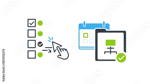 Checklist and Calendar Icons Representing Task Management and Scheduling.