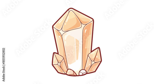 Illustration of a Quartz Crystal Cluster with Brown Outlines.