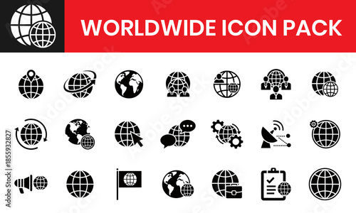 Worldwide Global Business And Network Filled Icons