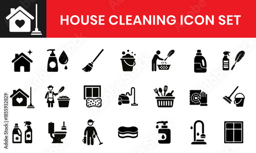 Household Cleaning And Maintenance Filled Icon Set