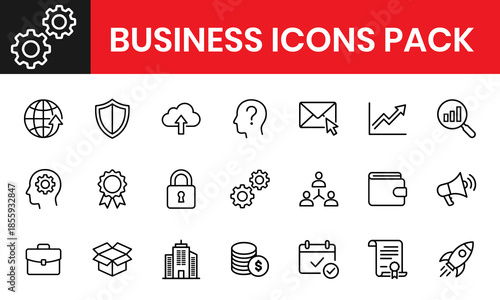 Minimal Black And White Corporate Business Icon Collection