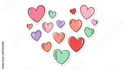 Heartfelt Embrace: A charming collection of colorful hearts comes together to form a beautiful and expressive image of affection, love, and unity.