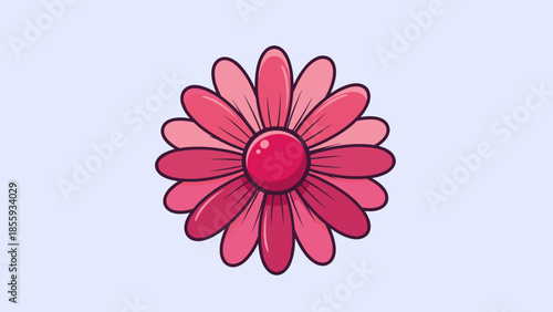 Illustration of a Vibrant Pink Daisy Flower with Detailed Petals.