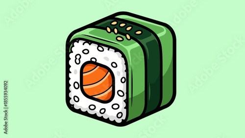 Isometric Sushi Cube - A Delicious and Visually Appealing Food Illustration.