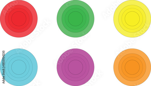 Concentric Color Circles Set.