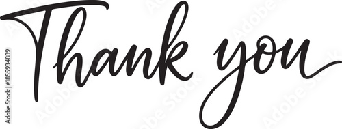 Black handwritten 'Thank You' script text vector isolated