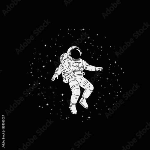 Astronaut floating in cosmic expanse surrounded by shimmering stars in darkness