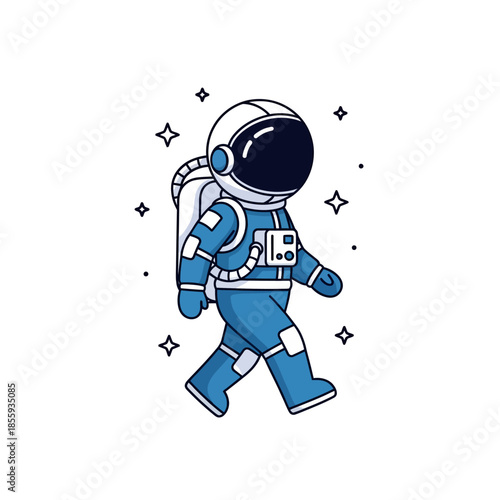 Cartoon astronaut walking amidst twinkling stars illustration for educational content