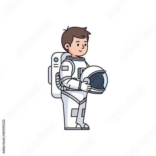 Charming cartoon astronaut in detailed spacesuit ready for cosmic exploration