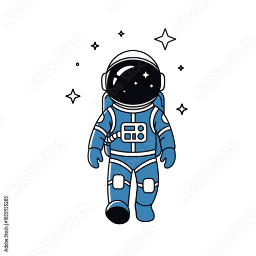 Whimsical Astronaut Illustration Exploring Space with a Sense of Wonder and Imagination