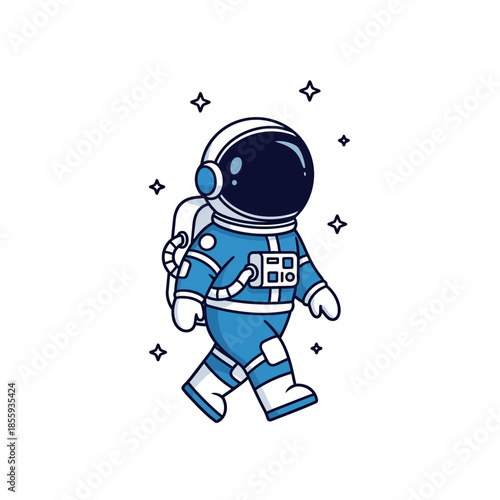 Playful Astronaut Illustration Exploring the Cosmos with a Sense of Wonder and Serenity