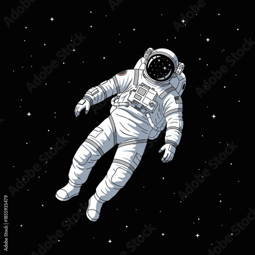 Astronaut's solitary journey through the infinite canvas of space amidst twinkling constellations