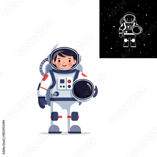 Whimsical spaceman illustration with a joyful expression ready for cosmic adventures and dreams