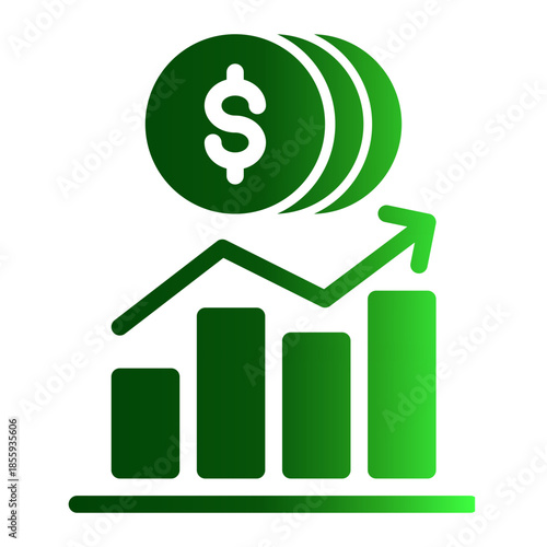 Statistical Growth Prediction Chart Icon from Data Analysis Icon Collection (Glyph Gradient style)