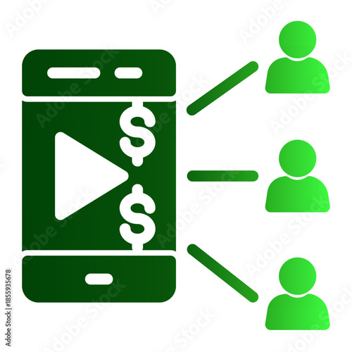 Subscription Content Marketing Follower Icon from Data Analysis Icon Collection (Glyph Gradient style)