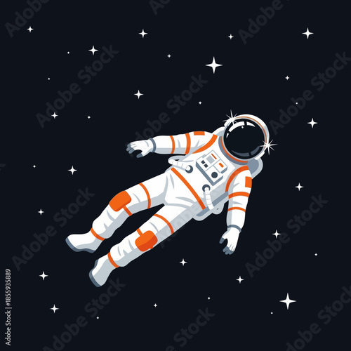 Astronaut Floating in the Starry Expanse: A Vector Illustration of Cosmic Exploration