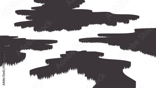 Black and white layered abstract geometric with jagged edges