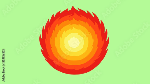Fiery Orb - A Concentric Illustration of Intense Heat and Energy.