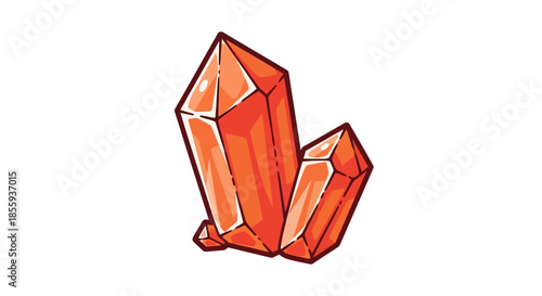 Illustration of Two Orange Crystals with Faceted Surfaces.