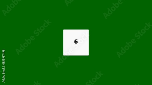 Countdown Animation from 0 to 10 and Back from 10 to 0 Inside a White Square on Green Screen