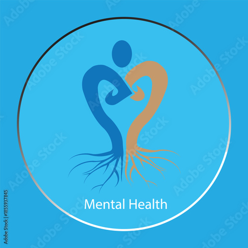 Mental Health Concept Vector Illustration with Rooted Abstract Human Figure