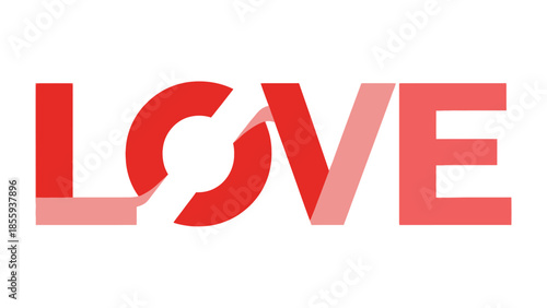 Love in Typography: A striking typographic design featuring the word LOVE in vibrant red, conveying a message of affection, care, and unity. This visual is perfect for expressing sentiments of love